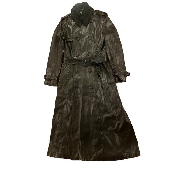 Ralph Lauren Collection Leather Trench Coat Lambskin Shearling Fur Runway Long 8 - Picture 8 of 16